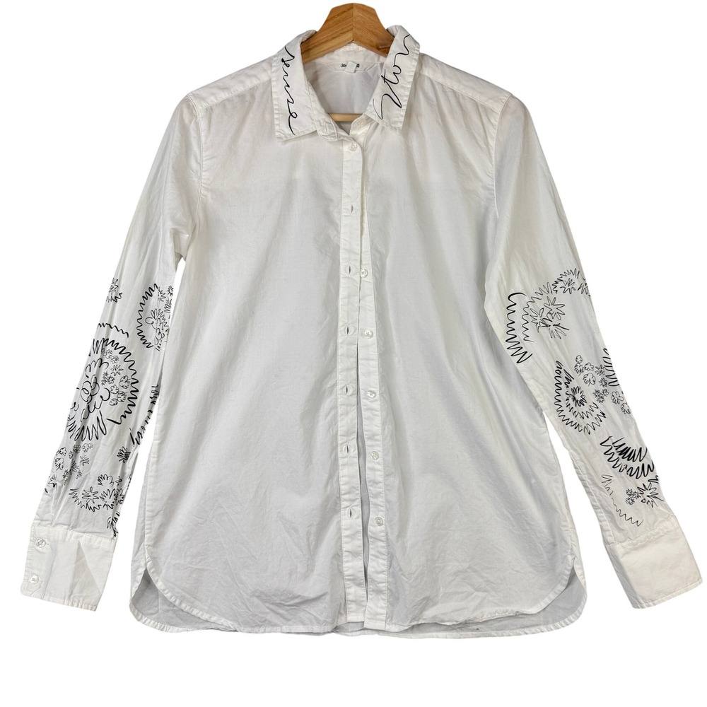 Desigual 21SWCW68 White Cotton Embroidered Long Sleeve Button Up Shirt Small